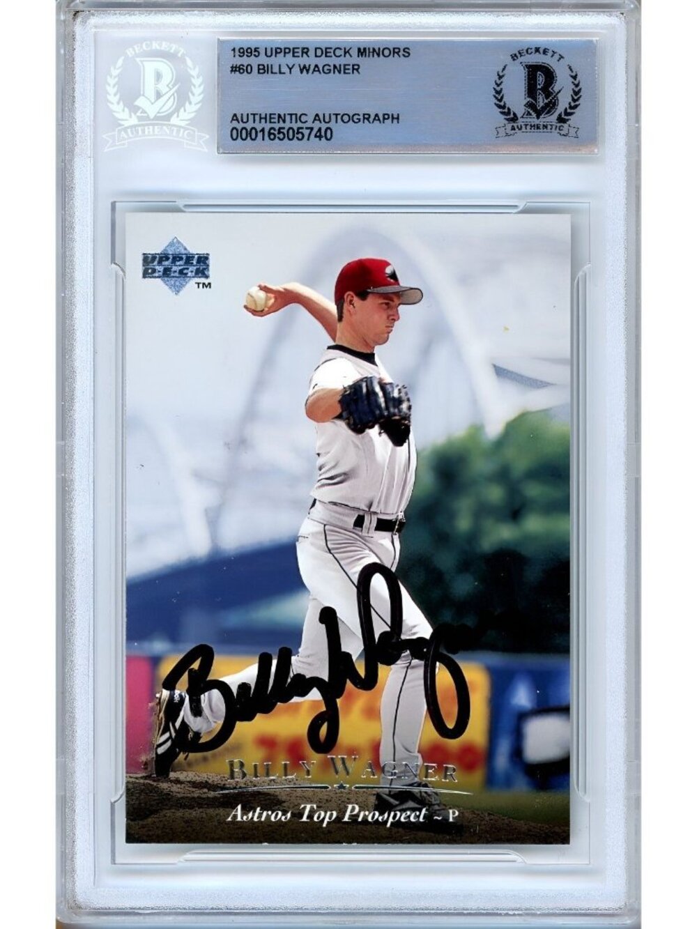 Billy Wagner Signed 1995 UD Minors #60 Astros Pre-Rookie HOF BAS Slab Auto MiLB